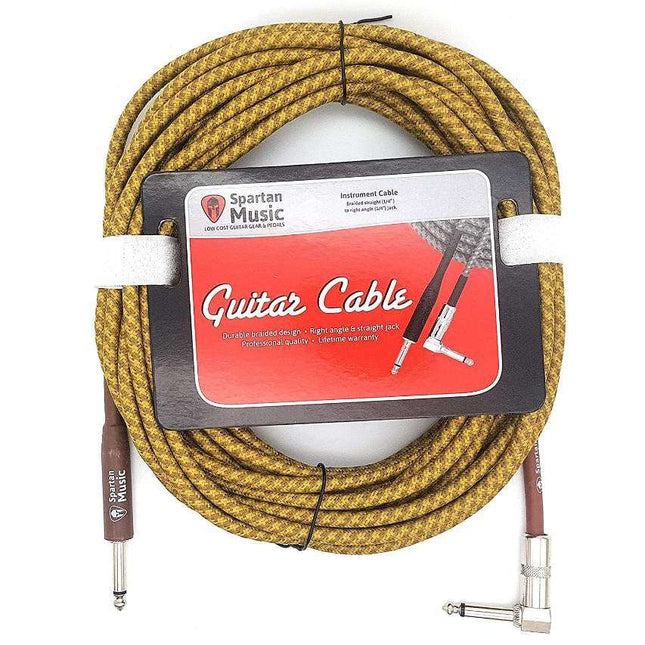 10m Right Angle Braided Vintage Guitar Lead Cable