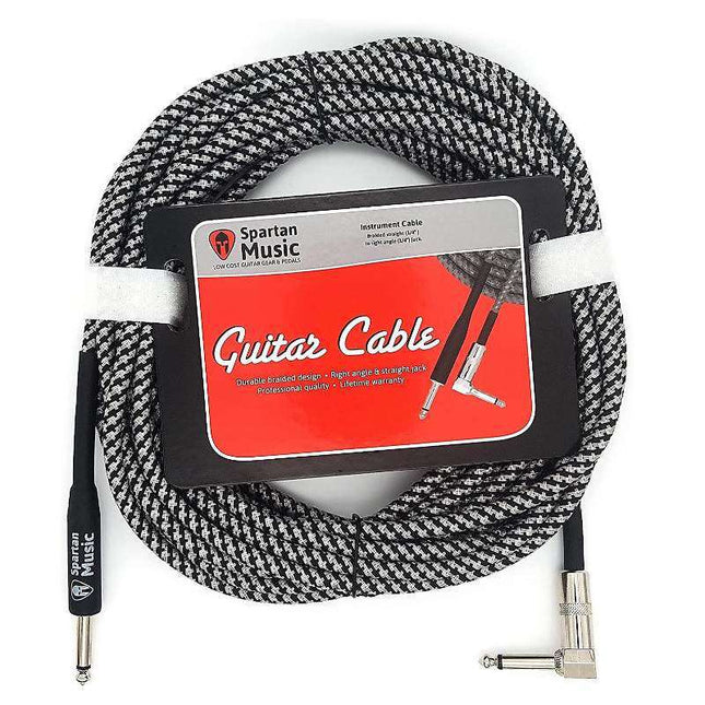 10m Right Angle Braided Guitar Lead Cable
