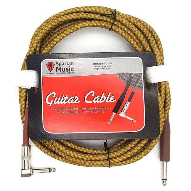 5m Right Angle Vintage Braided Guitar Lead Cable