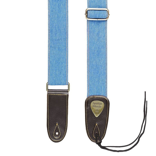 Blue Cotton & Leather Guitar Strap - Spartan Music
