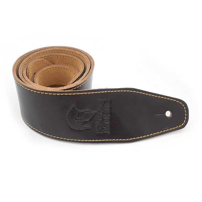 Dark Brown Leather Guitar Strap - Spartan Music