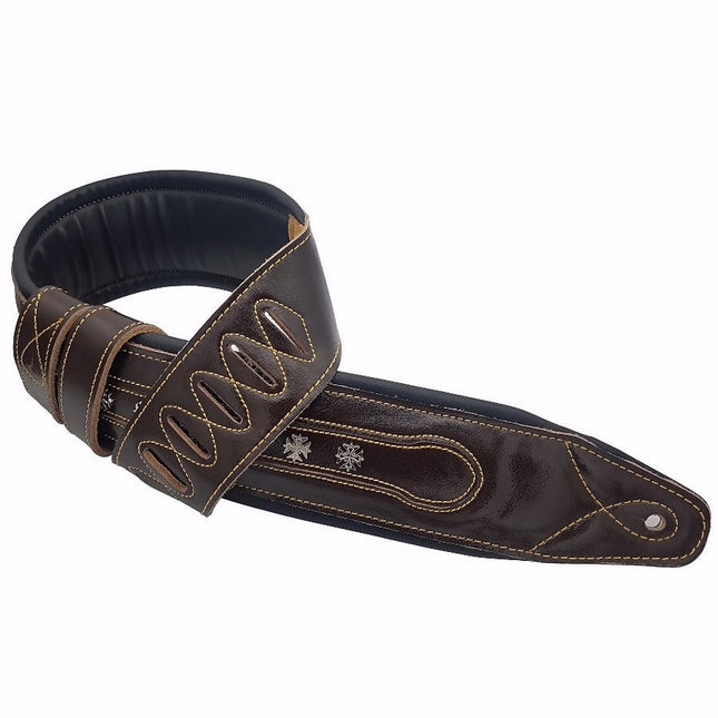 Dark Brown Padded Studded Strap - Spartan Music