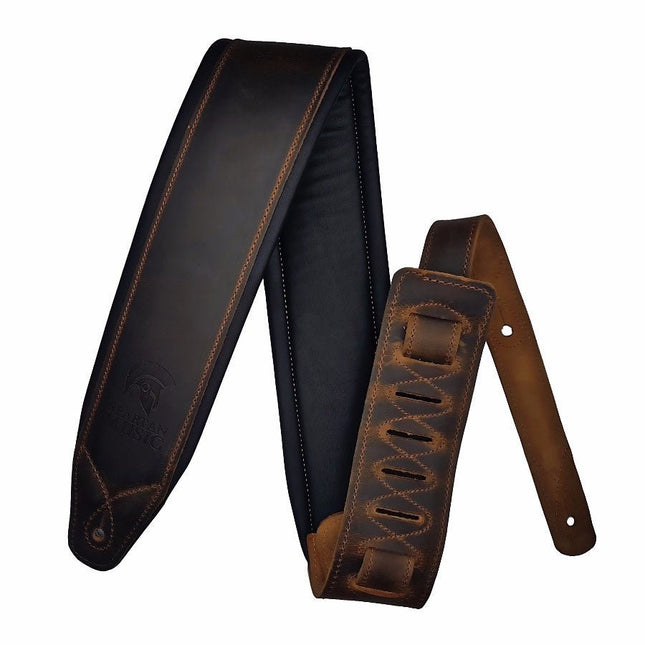 Dark Brown Vintage Grain Padded Strap - Spartan Music