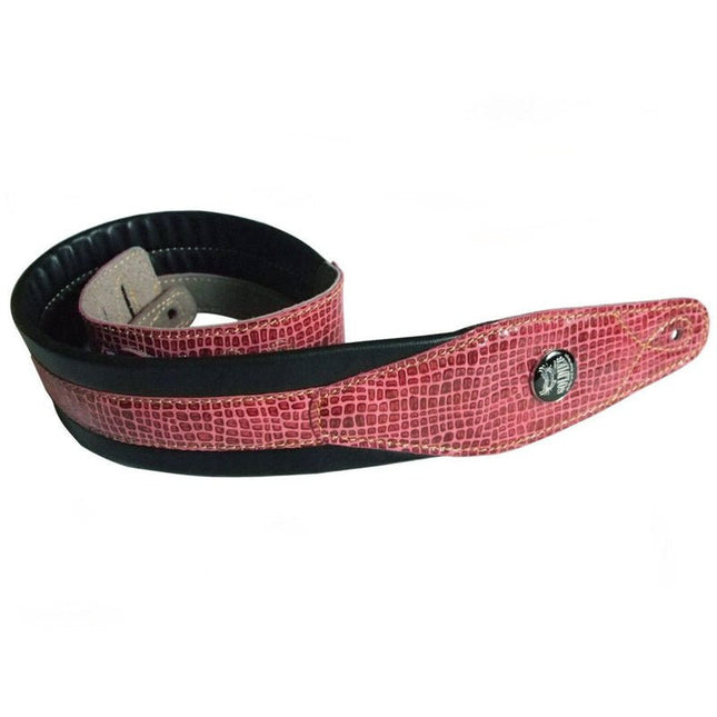 Red Faux Crocodile Skin Padded Guitar Strap - Spartan Music