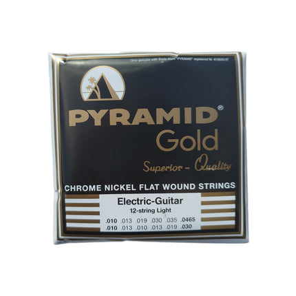 Pyramid Gold Chrome Nickel Flat Wound Strings Electric 12 String Guitar Light .010 - .0465