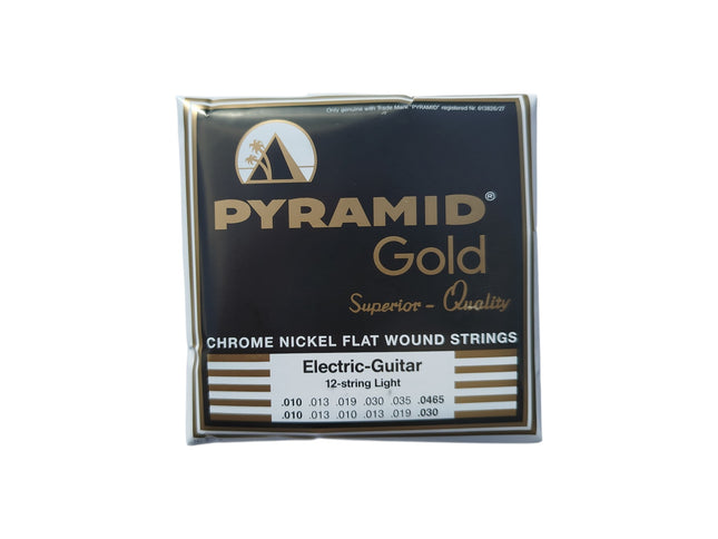 Pyramid Gold Chrome Nickel Flat Wound Strings Electric 12 String Guitar Light .010 - .0465