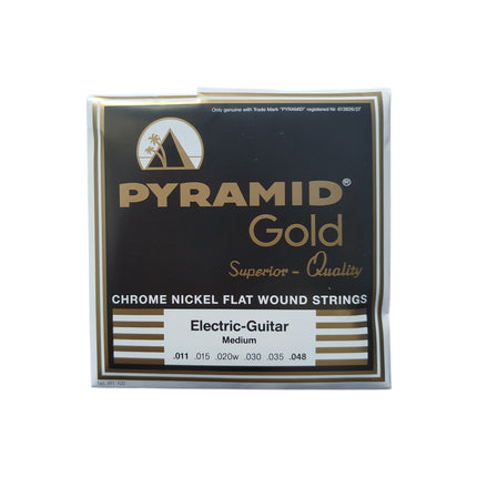 Pyramid Gold Chrome Nickel Flat Wound Strings Electric Guitar Medium .011 - .048