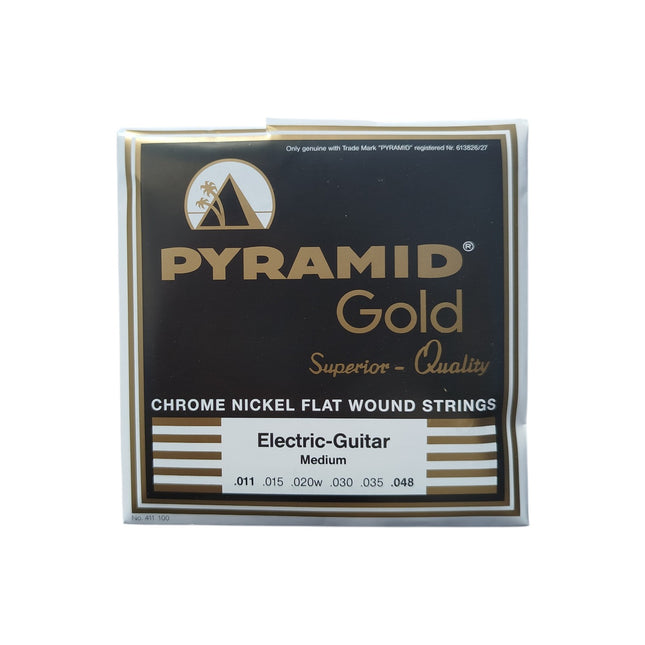 Pyramid Gold Chrome Nickel Flat Wound Strings Electric Guitar Medium .011 - .048